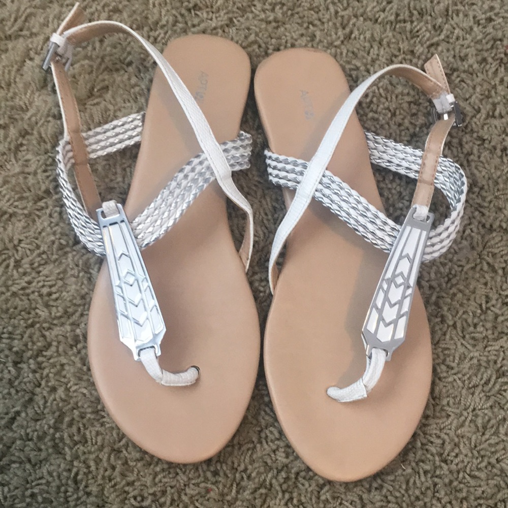 White and Silver APT9 Sandals with backs